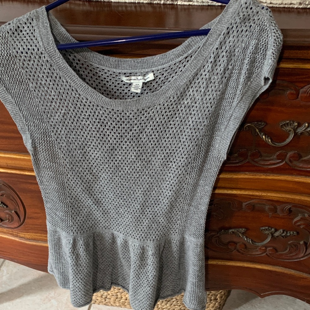 American Eagle Outfitters Gray Knit Blouse